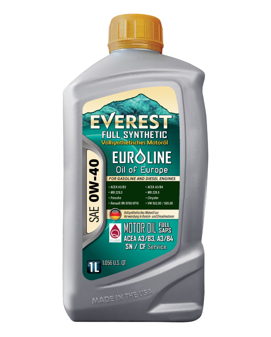 Everest Full Synthetic EuroLine SAE 0W-40 SN / CF ACEA A3/B3, A3/B4 Motor Oil FULL SAPS